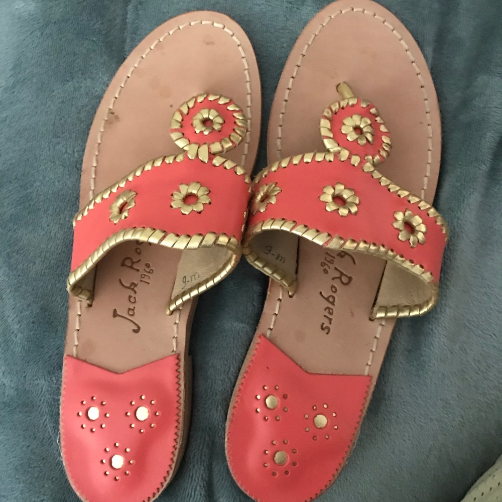 JACK ROGERS SANDALS SIZE 9M ORANGE/CORAL